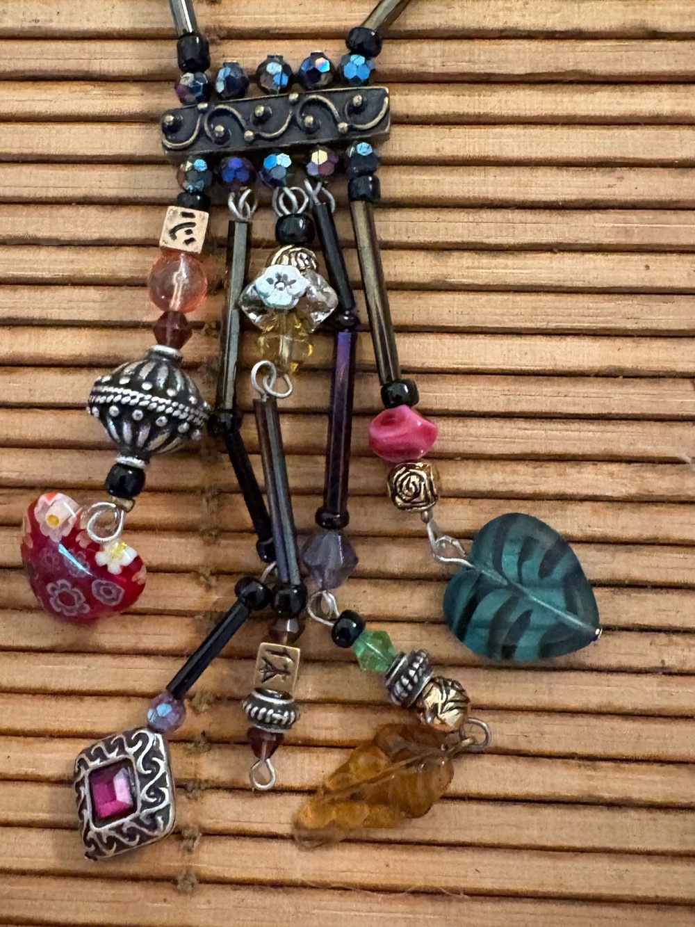 Chicos Multicolor Beaded Pendant 30”Necklace and Earrings Set